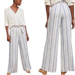 Ett:Twa for Anthropologie NWT coastal wide leg blue & white striped pants